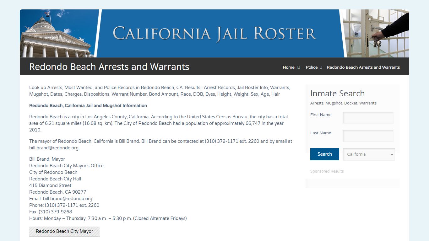 Redondo Beach Arrests and Warrants | Jail Roster Search