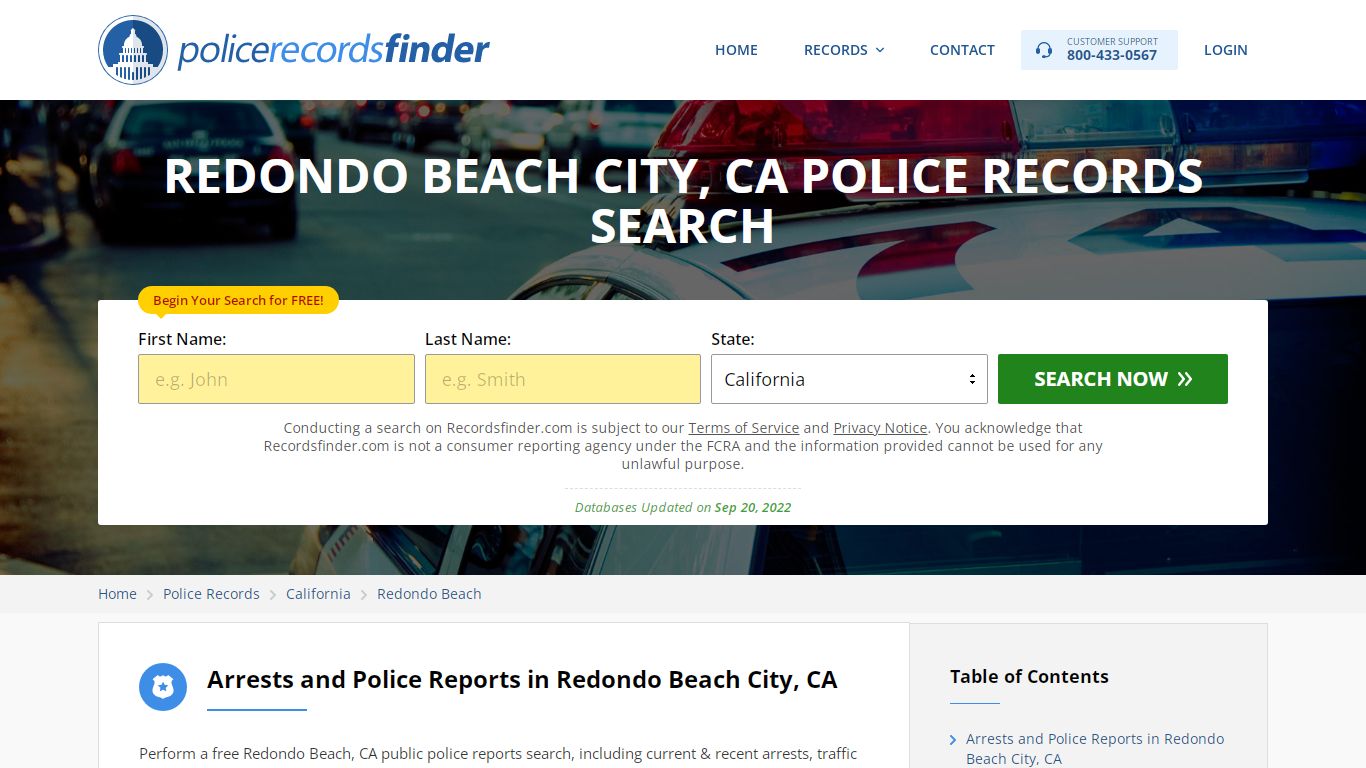 REDONDO BEACH CITY, CA POLICE RECORDS SEARCH - RecordsFinder